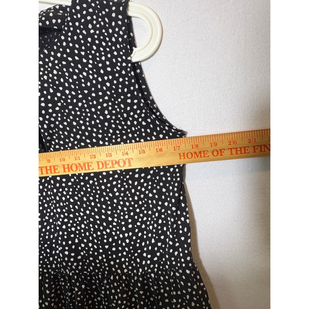 Saint + Sofia Greenwich Maxi Dress Black White Spot Tencel Tiered Sleeveless 6 - Picture 5 of 11